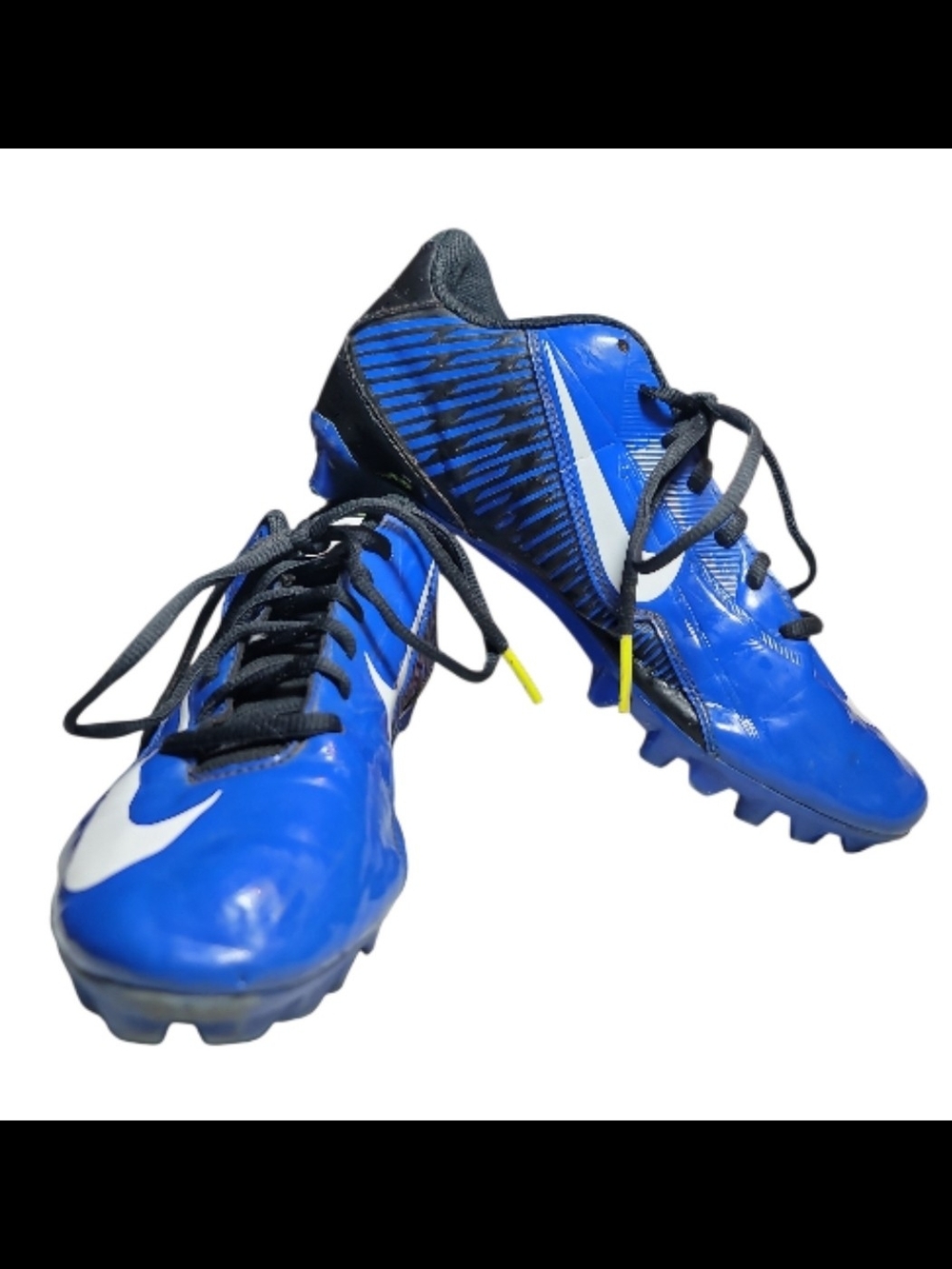 Nike Men’s Blue and White FG Soccer Cleats with Black Laces Athletic